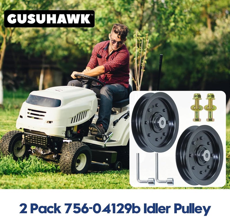 GUSUHAWK 2 Pack 753-08171 Idler Pulley Kit Replaces Cub Cadet 756-04129B, 756-04129, 753-08171, 753-08068 for Cub Cadet RZT 50, RZT 54, RZT 42, LT1042, LT1045, LT2000, LTX 1040, LTX 1050 Tractors - Image 2